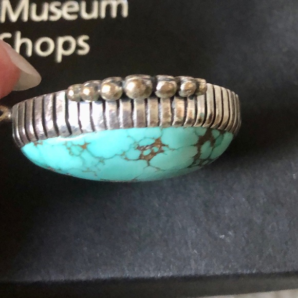 Signed Navajo turquoise and Sterling pendant - Picture 4 of 14